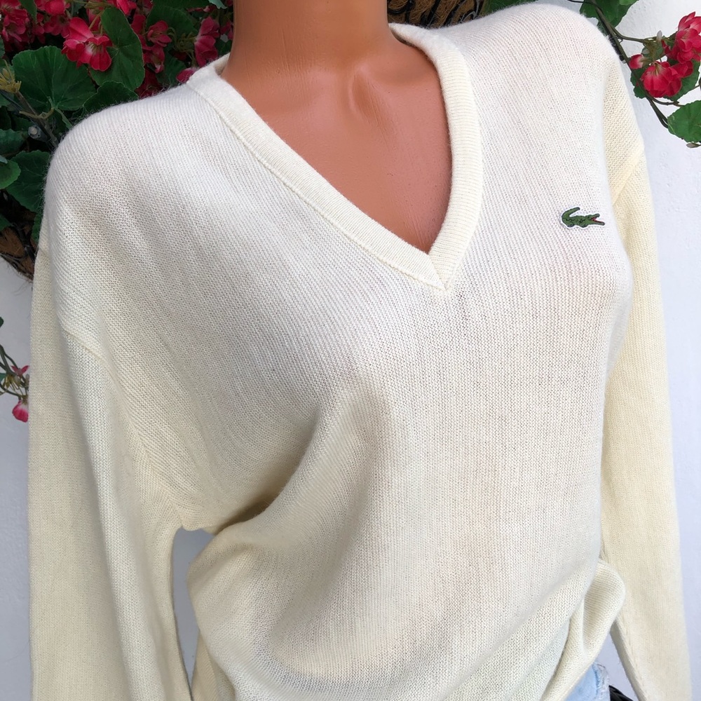 VTG Lacoste ivory sweater EUC 100% orlon size L